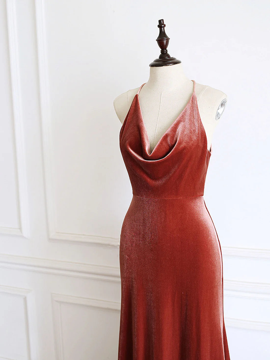 Vestido de fiesta largo de sirena con escote en V sencillo